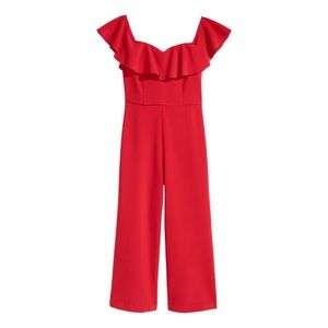 H&M Off-the-shoulder Red Jumpsuit